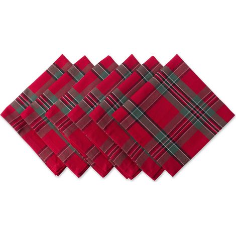 Lot de 6 Serviettes de Table à Manger et décoration de Cuisine à Carreaux de Noël de Style Ferme, 45,7 x 45,7 cm, Rouge et Vert (1/5)