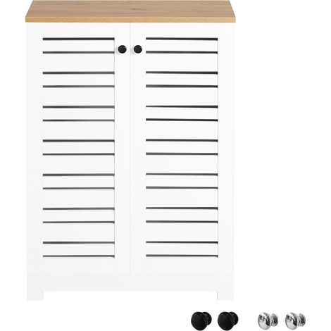 SoBuy Mobiletto Soggiorno Credenza Cucina Armadio Bagno Libreria Scaffale Mobiletto Multiuso Consolle BZR41-W (1/5)
