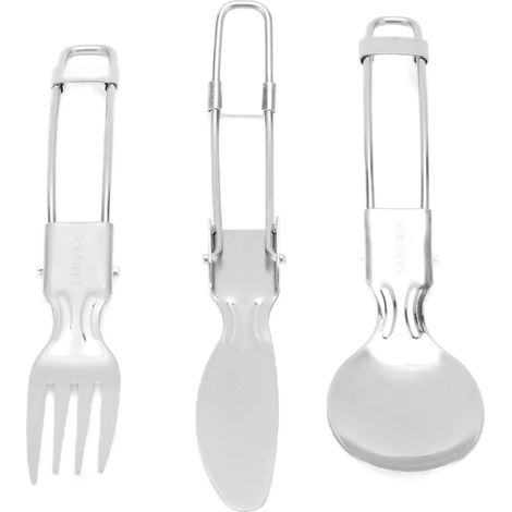 Ensemble de couverts pliables, portables et résistants en acier inoxydable 304 (1/5)