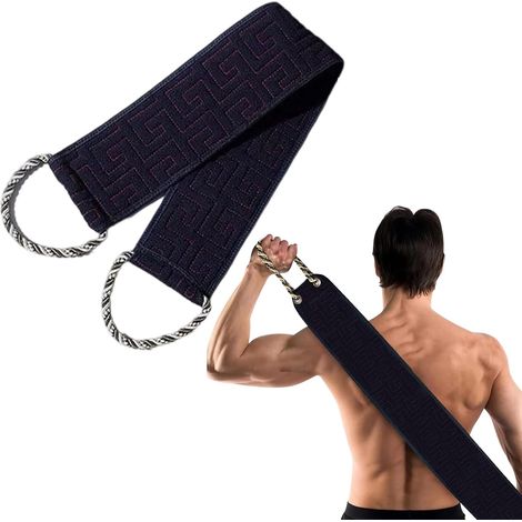 Gant Exfoliant Dos Long - 1 Pièce - Nylon Double Face - Nettoyage Profond - Homme et Femme - Noir 85x10cm (1/5)