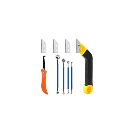 Ensemble de 9 grattoirs à joints, outil de retrait des joints, brosse de nettoyage de joints en carbure cémenté pour le nettoyage des carreaux