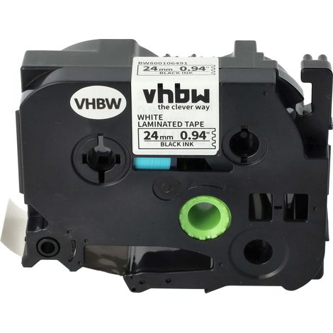 vhbw Label Tape compatible with Brother P-Touch PT-D600, PT-D600VP, PT-D800W, PT-E500, PTE500VP Label Printer 24 mm, Black on White