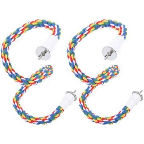 Jouets pour oiseaux, perchoir en corde spirale d'escalade, jouets pour oiseaux colorés, corde en coton colorée, perchoir pivotant pour perroquets gris d'Afrique (80 cm) (1/5)