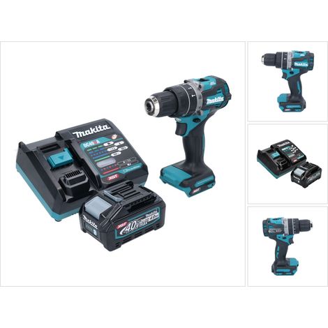 Perceuse-visseuse à percussion sans fil Makita HP 002 GM101 40 V 64 Nm sans balais + 1 batterie 4,0 Ah + chargeur (1/5)