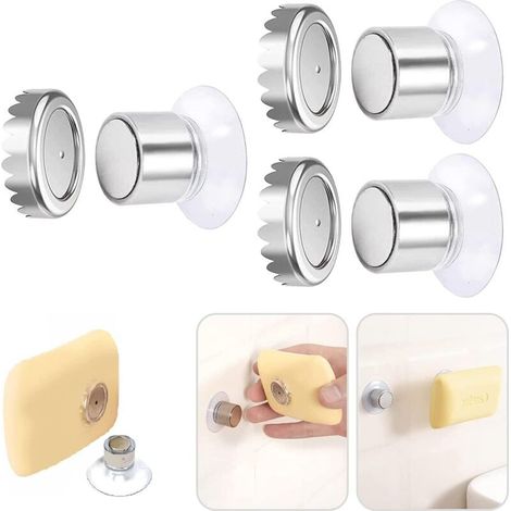 Porte-savon Lot de 1 Porte-Savon Magnétique à Ventouse Porte Savon Aimanté Douche Mural Acier Inoxydable Support Mural sans Perçage Salle Bain Cuisine WC (3PCS-Cylindrique) 3, 1 x 1, 9 6 mm-RAPANDA