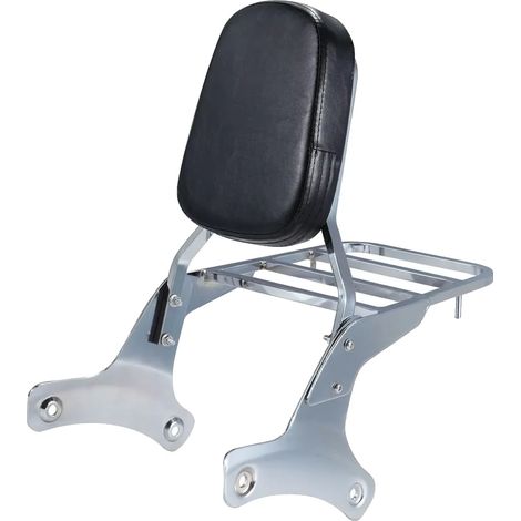 Respaldo para motocicleta, cómodo respaldo, portaequipajes, color plata. (1/2)