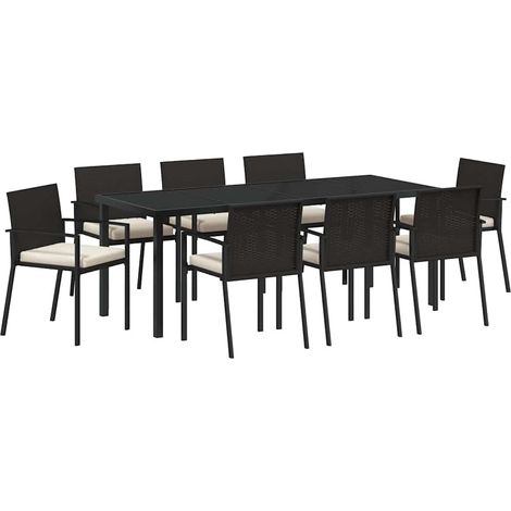 Maison Exclusive - Set da Pranzo per Giardino 9 pcs Nero
