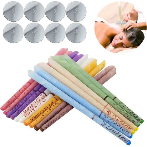 24 Pièces Lot Bougies Auriculaires Cire Oreille Nettoyage Outils Bien-être + 8 Bouchons (1/5)