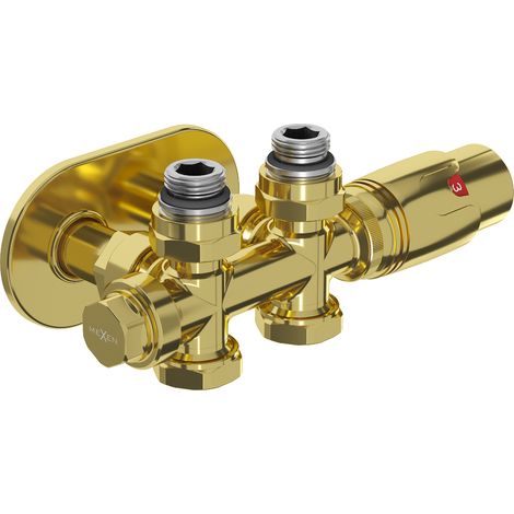 Mexen G00 set termostatico angolare/dritto con copertura R, Duplex, DN50, dorato - W908-900-905-50 (1/3)