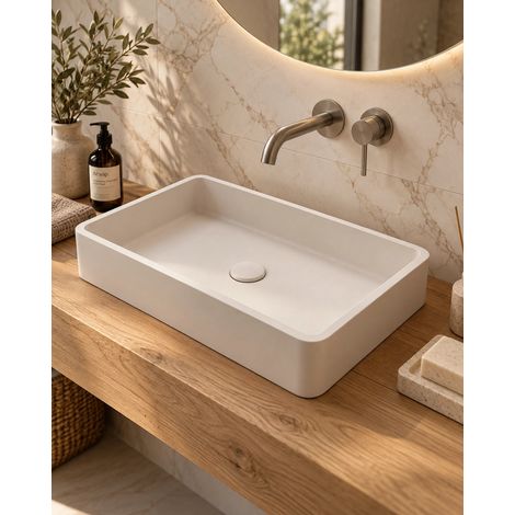 Lavabo 50x32 rettangolare da appoggio bianco opaco Capri (1/4)