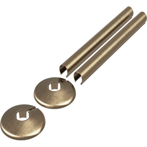 Talus - Antique Brass Brushed & Lacquered Alloy Metal Snap On Pipe Covers 200mm