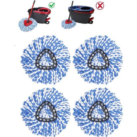Compatible with the Easywring single twist system, O-Ceda replacement brush head pack (pack of 4, blue and white) (1/5)