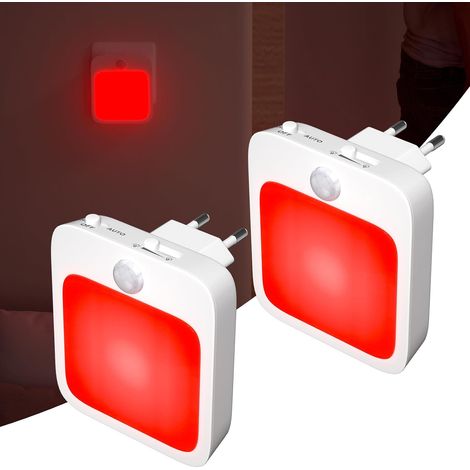 Veilleuse Prise Électrique avec Détecteur de Mouvement, 3 Luminosité réglable, veilleuse lumière rouge pour chambre à coucher, chambre de bébé, cuisine, salle de bain (1/5)