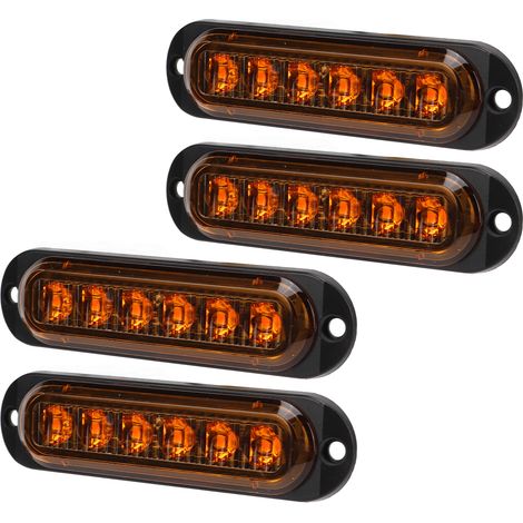 Feux latéraux camion 4 pièces, 90LM haute luminosité, IP65 étanche, 6 LED, lampe de secours signalisation 12-24V jaune (1/5)
