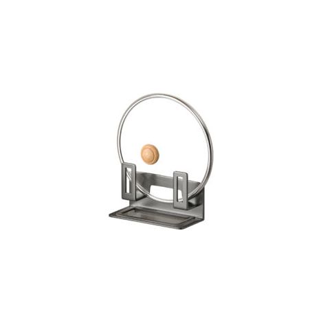 Soporte de pared para tapas de ollas, soporte de doble capa para tapas de ollas con bandeja de goteo, estante de almacenamiento de tapas de ollas para colgar sobre la puerta del armario, CREA-Crezuo