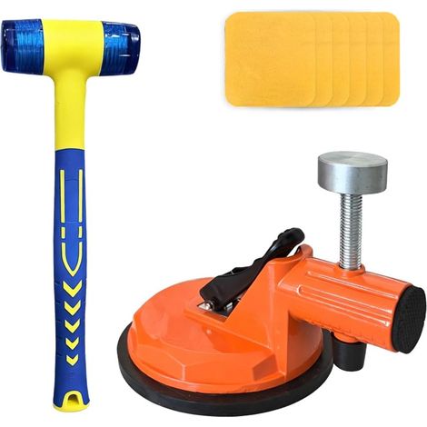 Outil de fixation de fente de sol + marteau en caoutchouc, kit de réparation de sol stratifié, outil de sol stratifié/vinyle avec 6 tampons adhésifs pour textures plus profondes (1/5)