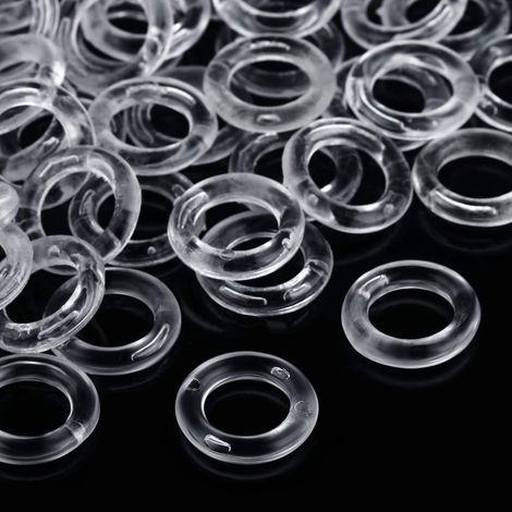 Confezione da 100 anelli in plastica per tende a pacchetto (trasparenti, 13 mm)