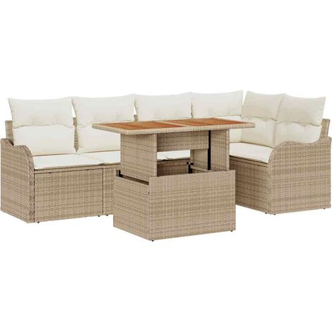 Garden Sofa Set 6 pcs Beige Poly rattan vidaXL (1/5)
