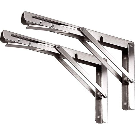 Klappbarer Edelstahl-Halter, 400 mm, zur Wand- oder Regalmontage, 2-teilig mit Schrauben. – AquaForge