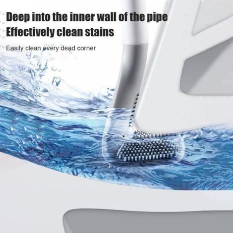 Brosse WC - Tête En Silicone - Manche Long 45 Cm - Design Forme De Club De Golf - Pour Nettoyage Sanitaire - 1 Pièce (1/4)