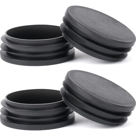 Bouchons de Tube Ronds - Lot de 4 - Plastique PE Noir - Protection Sol et Silence - Pour Chaises Tables Canapés - Diamètre 50 mm (1/5)