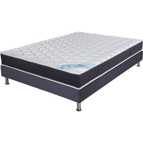Matelas ressort + Sommier Omega Volcan 140x190 Rubis - H. 21 cm - Soutien très ferme (1/5)