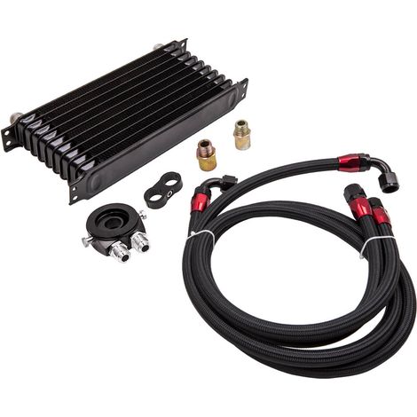 10Row AN10 Universal Engine Transmission Oil Cooler & Filter Relocation Kit new (1/5)