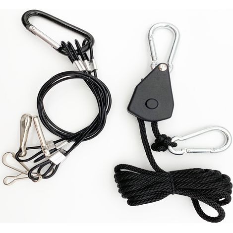 Sangle à cliquet CHOYCLIT, lot de 4 tendeurs réglables avec crochets, corde 1/8 pour voile d'ombrage, fixation pour lampe ou plantes, robuste et pratique (1/5)