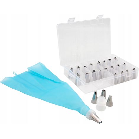 SET DE BOQUILLAS PARA DECORACI脫N DE PASTELES 24 UDS + FUNDA DE MASA