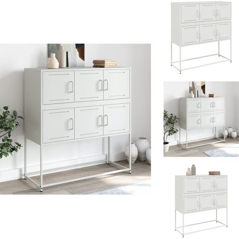Sideboard Weiß 100,5x39x107 cm Stahl - Sideboard - Sideboards - Schrank - Anrichte (1/5)