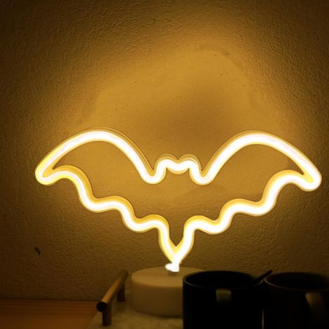 Veilleuse d'Halloween, lumière LED, néon, décoration lumineuse d'Halloween Warm White Bat Base (1/5)