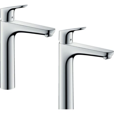 Lot 2 mitigeur lavabo HANSGROHE Focus H190 Eco C3, avec tirette chromé