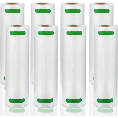 Sacs sous Vide Alimentaire 8 Rouleaux, 20 X 600 CM pour Appareil de Mise sous Vide, Réfrigérateur, Réutilisable rouleaux sous vide