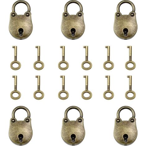 Lntyq 6 Pezzi Mini Lucchetto con Orsetto Piccolo Lucchetto Retrò in Lega di Zinco con 6 Chiavi Adatto per Scatola di Legno Custodia in Legno Portagioie e Valigia Ecc (1/5)