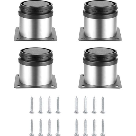 4 Pièces Pieds de Meubles Réglables, Pied de Table Reglable Hauteur Métal, Pieds Meuble Cuisine, Pieds de Meubles Armoires éTagèRes Table Acier Inoxydable, avec Vis (50X50MM, Argent) (1/5)