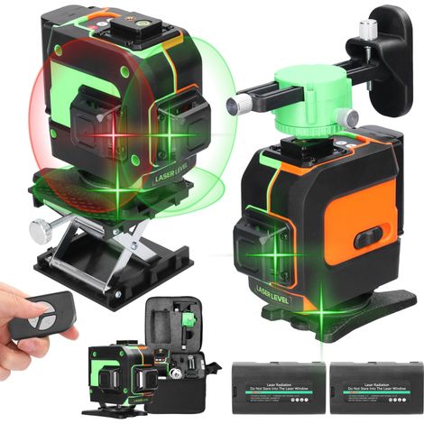 Outil de nivellement multifonctionnel à 12 lignes, niveau 3°, autonivelant, batterie lithium rechargeable, adhésif mural omnidirectionnel avec lignes obliques verticales, horizontales et obliques. (1/5)