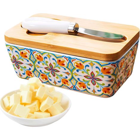 Beurrier - Conservation au Réfrigérateur avec Couvercle et Lame Intégrée - Boîte Élégante et Pratique pour Cuisine Utilisation Quotidienne Table à Manger Réfrigérateur Réceptions (1/5)