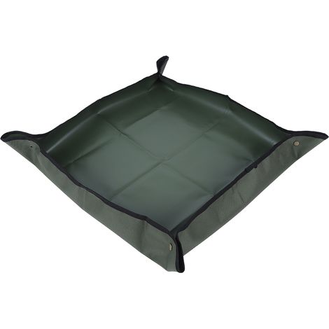 Plateau de rempotage pour jeunes plants de jardin, idéal pour le repiquage de fleurs d'intérieur. Tapis de rempotage pratique et ordonné, vert armée. (1/5)
