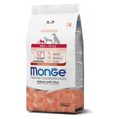 Monge Dog Natural Superpremium Mini Puppy & Junior Salmone e Riso - Monge Dog Natural Superpremium Mini Puppy & Junior Salmone e Riso - Sacco Da 7,5 Kg