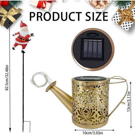 Arrosoir à lumière solaire extérieure avec support de Père Noël, lumière de jardin solaire étanche à LED, décor PERSONNAGES DE NOEL (1/4)