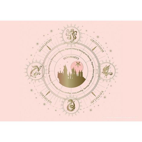 Poster intissé - Harry Potter poudlard et les 4 maisons - rose - 155 x 110 cm (1/3)