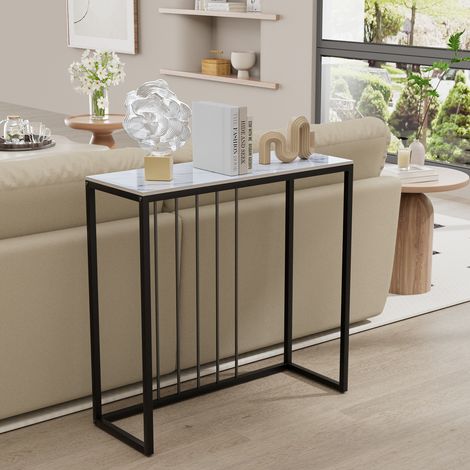 UNHO Console Table for Entryway, Gloss Slate Sofa Table - White (1/5)