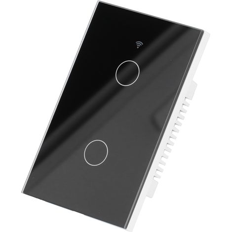 Tuya Zigbee 2-Tasten-Touch-Wandschalter, Sprachsteuerung für Lichtdimmer, Schwarz, USA-kompatibel, 100–240 V, kabellos (1/5)