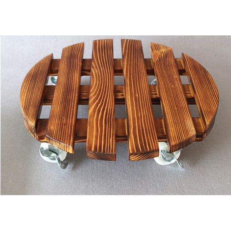 MINKUROW Macetero 4 Ruedas Ø 30 Cm Interior I Rueda Macetero Madera Maciza Antideslizante, Castaño,Con Freno (1/3)