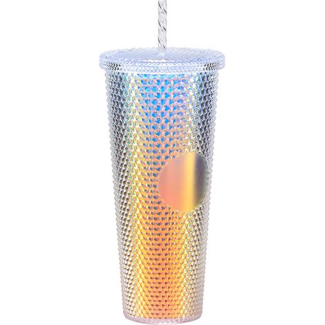 Gobelet à paille en plastique double couche, grande capacité, à motif durian et dégradé de couleurs, très populaire. (1/5)