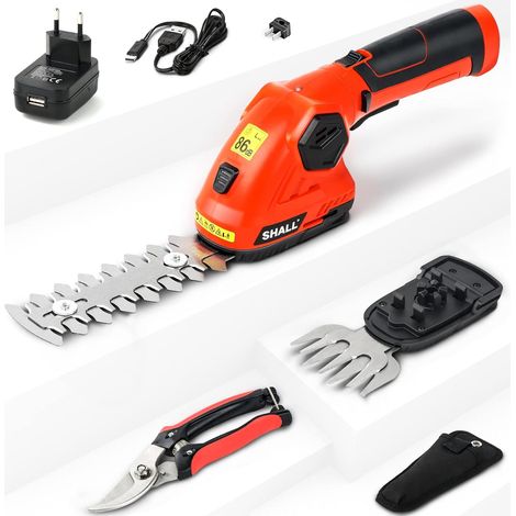 7.2V Electric Shrub Shears, 2 in 1 Cordless Portable Lawn Shears, Hedge Trimmers, Grass Cutters, Pruners (1/5)