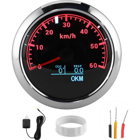 Compteur de vitesse GPS 85mm, odomètre indicateur d'angle directionnel, instrument multifonction pour moto bateau voiture 60km/h (1/5)