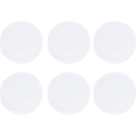 Lot de 6 sets de table ronds tissés blancs, isolants thermiques, faciles à nettoyer, accessoires de table polyvalents pour la décoration de la cuisine. (1/5)