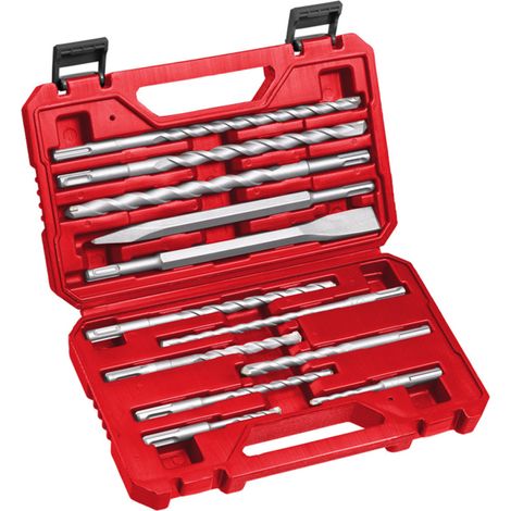 kwb SDS-Plus Hammer Meißel-Set, 12-teiliger Stein-u. Betonbohrer Satz im Kunstoff-Koffer, Bohrer-und Meißelset, groß