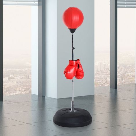 Punching ball de pie ajustable 126-144 cm con guantes y bomba, rojo HAVRYA (1/4)